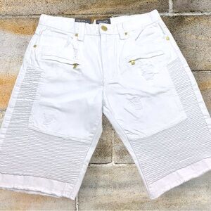 Men's  Makobi White Ripped Denim Shorts NWT